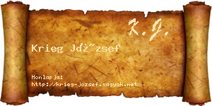 Krieg József névjegykártya